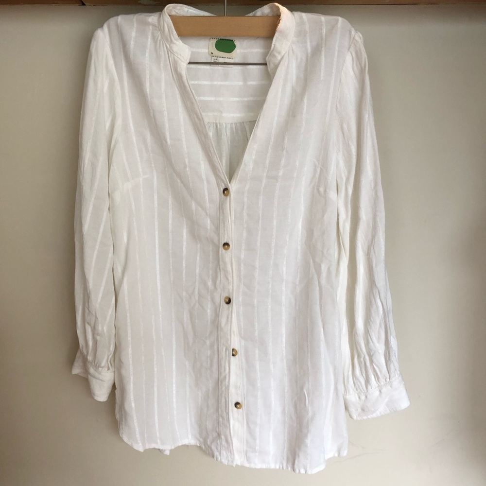 Anthropologie white button down blouse